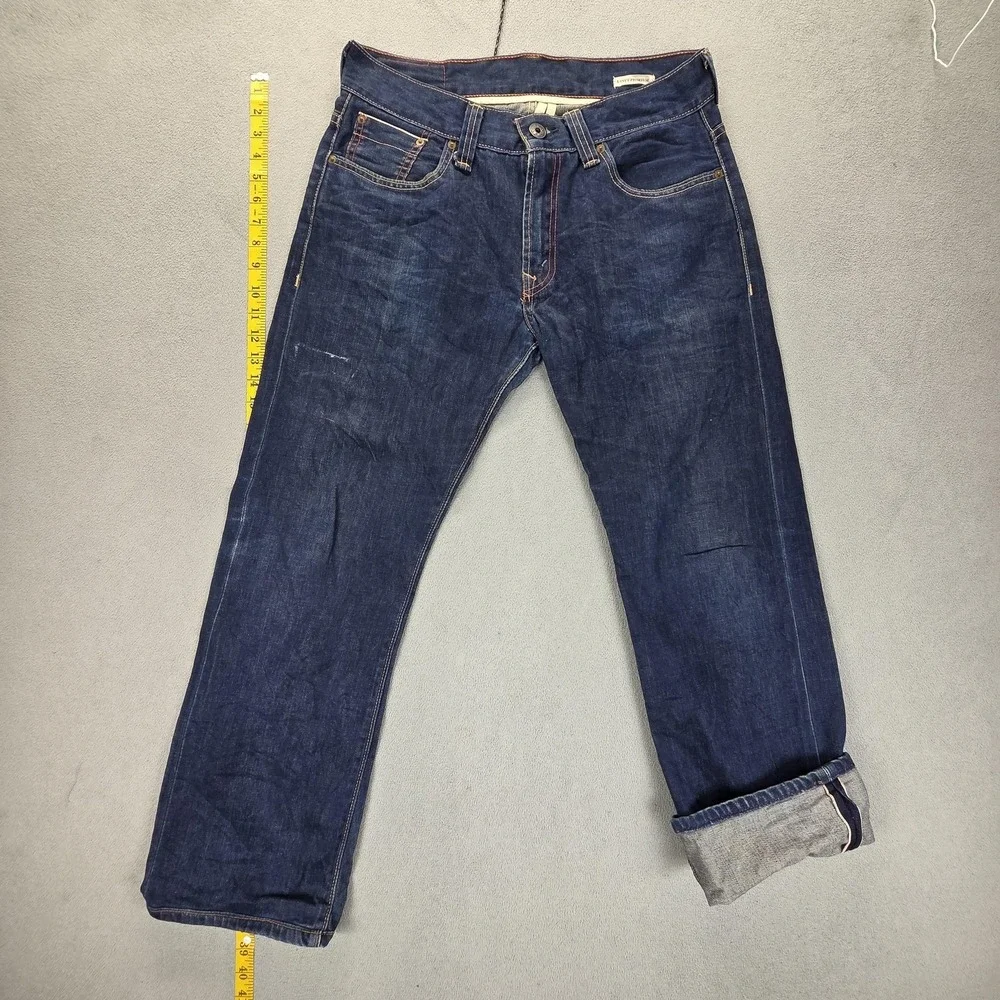 Levis Selvedge Jeans Mens Blue‎ Dark Wash Straight Regular Fits 31x29